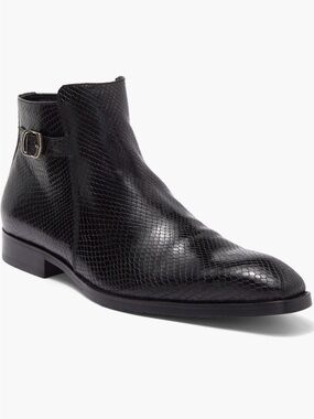 Maison Forte Eastside Snake Embossed Leather Chelsea Boot with Side Buckle